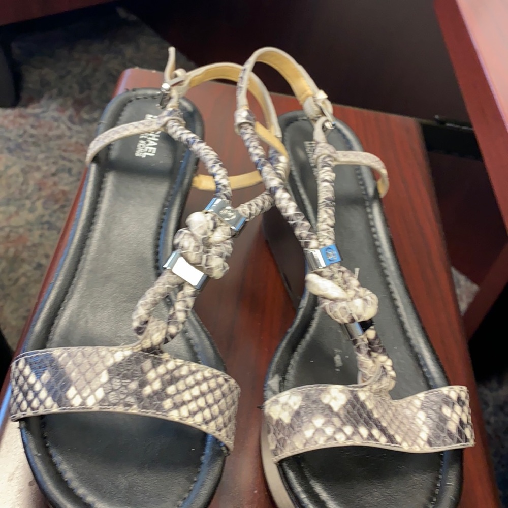 MK wedge animal print sandals
